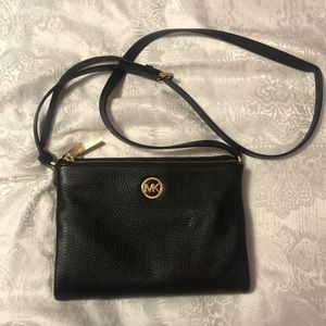 Michael Kors Black Adele Double Zip Crossbody Bag
